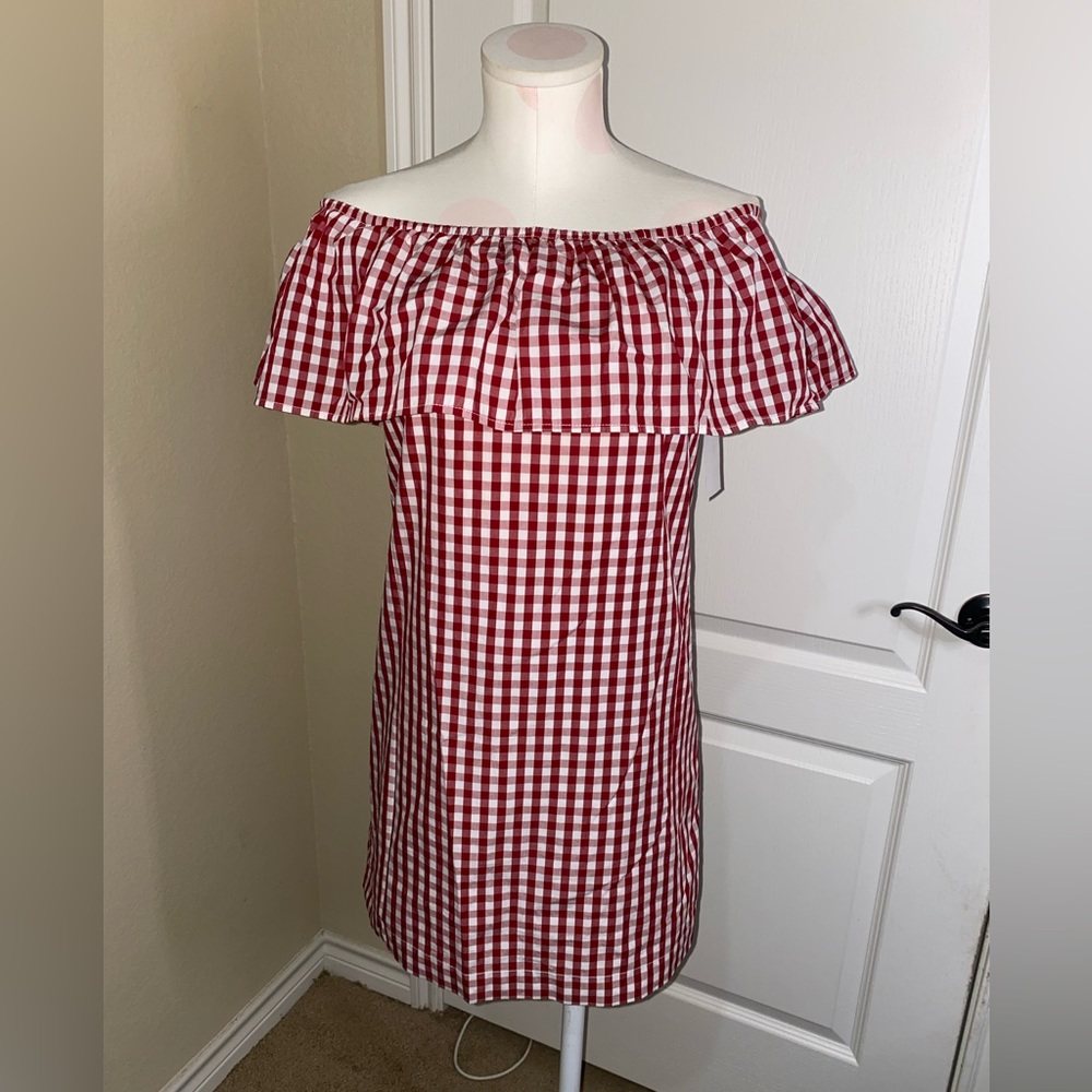 Boston Proper red checkered dress in XXS.